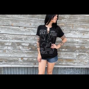 Led Zeppelin band tee shirt front lace up